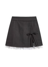 Lovely Ribbon Lace Mini Skirt Dotted & Plain Styles(4COLOR)