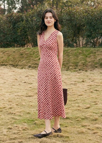 Berry Check Picnic Dress | Vintage Red Gingham Sleeveless Dress