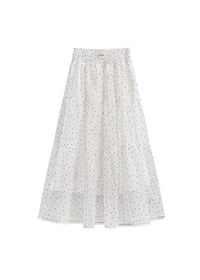 Polka Dot Tiered White Flowy Skirt