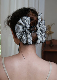 Lunette Check Ribbon Claw Clip Vintage Hairpin