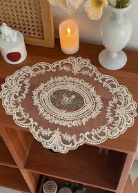 Heirloom Bloom Lace Mat|Vintage Embroidered Floral Placemat