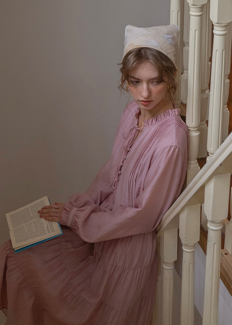 Daydream Romantic Vintage Tiered Long Sleeve Dress(2COLOR)