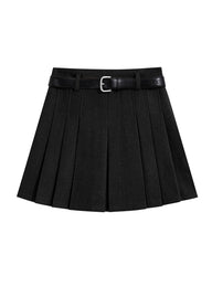 Wool Pleated Mini Skirt(2COLOR)