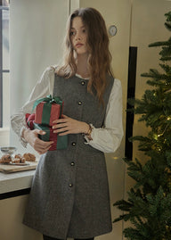 Winter Poem Sleeveless Wool Mini Dress