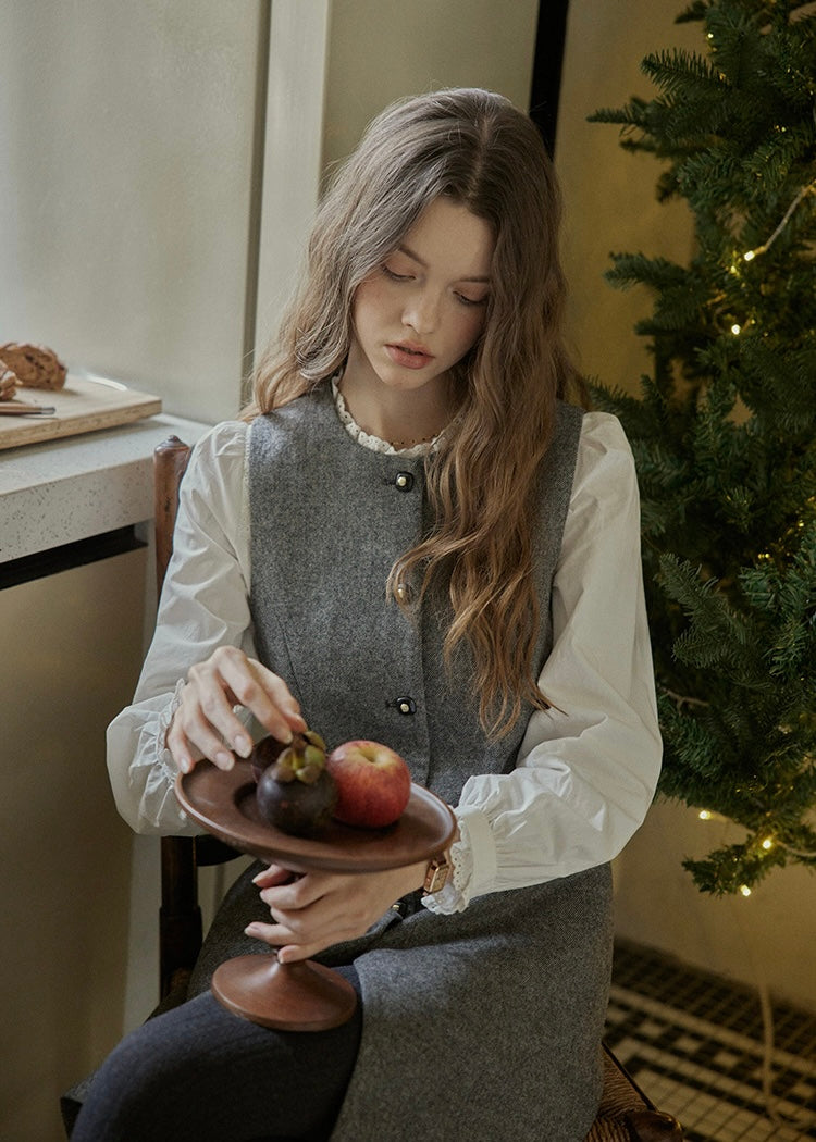 Winter Poem Sleeveless Wool Mini Dress