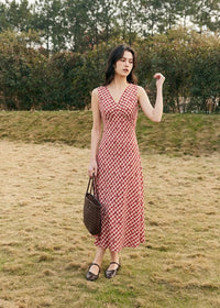 Berry Check Picnic Dress | Vintage Red Gingham Sleeveless Dress