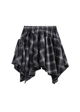 Twilight Plaid Wrap Skirt | Asymmetrical High Waist Checkered Skirt