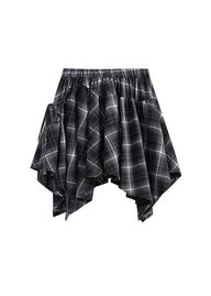 Twilight Plaid Wrap Skirt | Asymmetrical High Waist Checkered Skirt