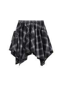 Twilight Plaid Wrap Skirt | Asymmetrical High Waist Checkered Skirt