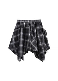 Twilight Plaid Wrap Skirt | Asymmetrical High Waist Checkered Skirt