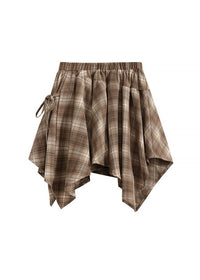 Twilight Plaid Wrap Skirt | Asymmetrical High Waist Checkered Skirt