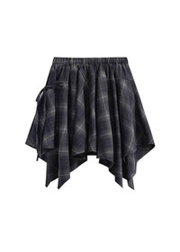 Twilight Plaid Wrap Skirt | Asymmetrical High Waist Checkered Skirt