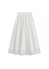 Serene Lace Hem Skirt | Ivory Cotton Skirt with Embroidered Trim