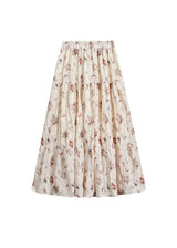 Whispering Bloom Skirt | Romantic Cream Floral Tiered Skirt