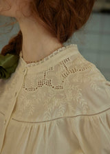 Lucienne Lace Collar Blouse | Vintage White Embroidered Shirt