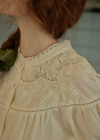 Lucienne Lace Collar Blouse | Vintage White Embroidered Shirt