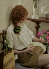 Lucienne Lace Collar Blouse | Vintage White Embroidered Shirt
