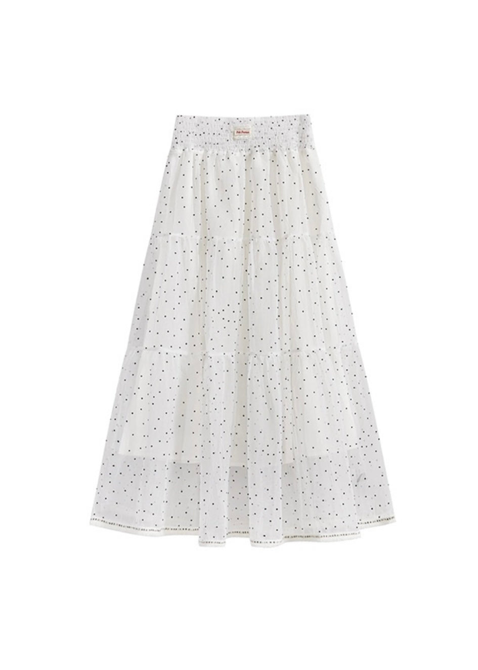 Polka Dot Tiered White Flowy Skirt
