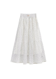 Polka Dot Tiered White Flowy Skirt