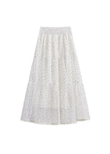 Polka Dot Tiered White Flowy Skirt