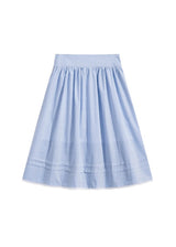 Blue Summer Stripe Lace A-Line Midi Skirt