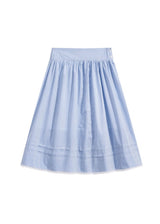 Blue Summer Stripe Lace A-Line Midi Skirt