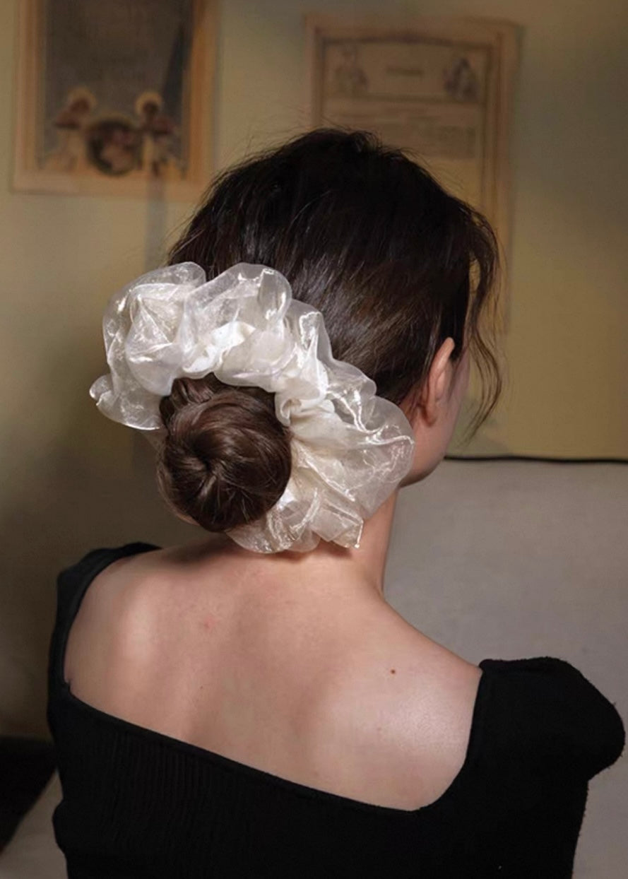 Moonlight Sheer Organza Hair Scrunchie Voluminous Vintage Bun