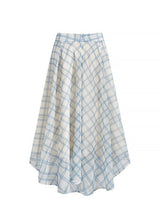 Blue Plaid Flowy Long Skirt