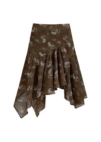 Velour Paisley Asymmetrical Midi Skirt(2COLOR)