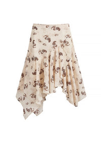 Velour Paisley Asymmetrical Midi Skirt(2COLOR)