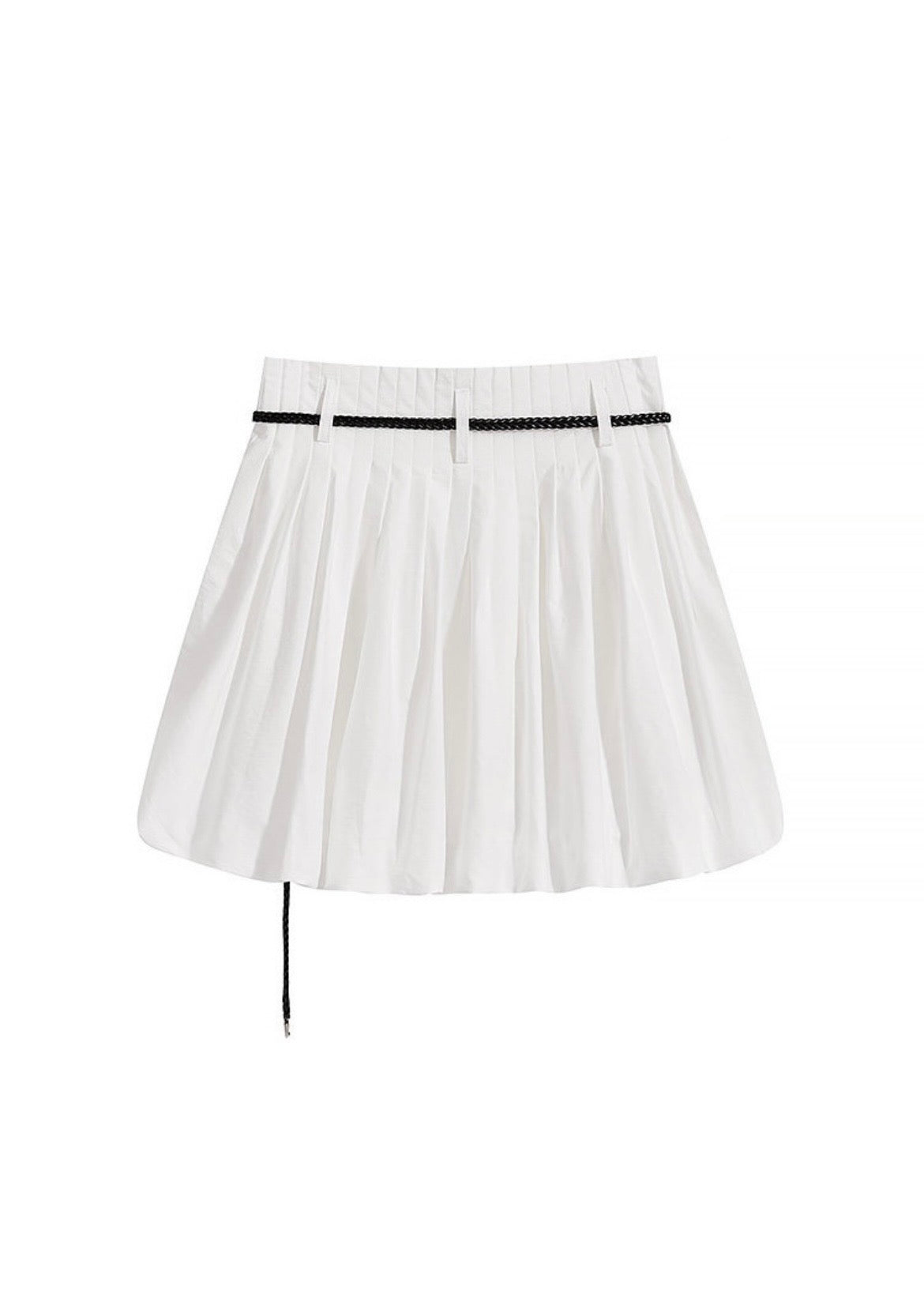 Belted Pleated Mini Skirt with Pouch(2COLOR)