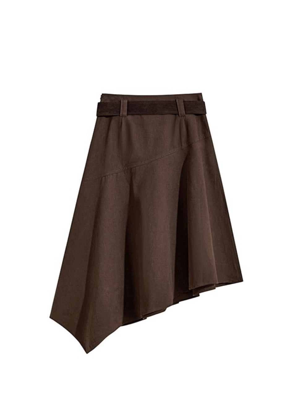 Retro Asymmetrical High-Waist Belted Midi Skirt(2COLOR)