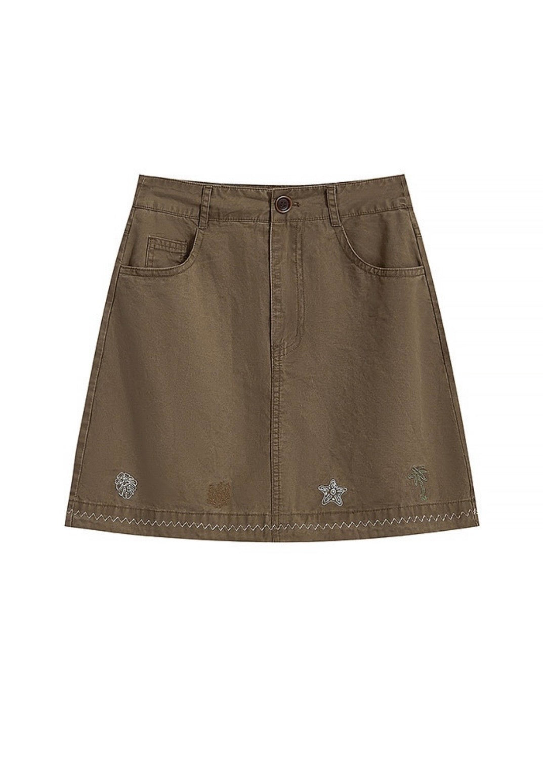Vintage Stitch Mini A-Line Skirt(2COLOR)