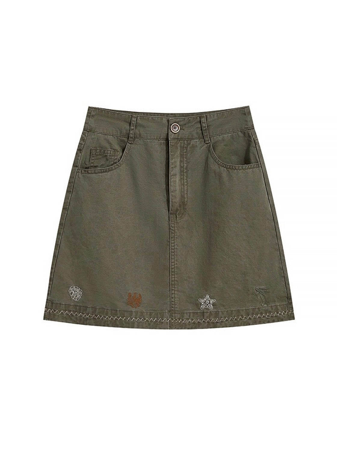 Vintage Stitch Mini A-Line Skirt(2COLOR)