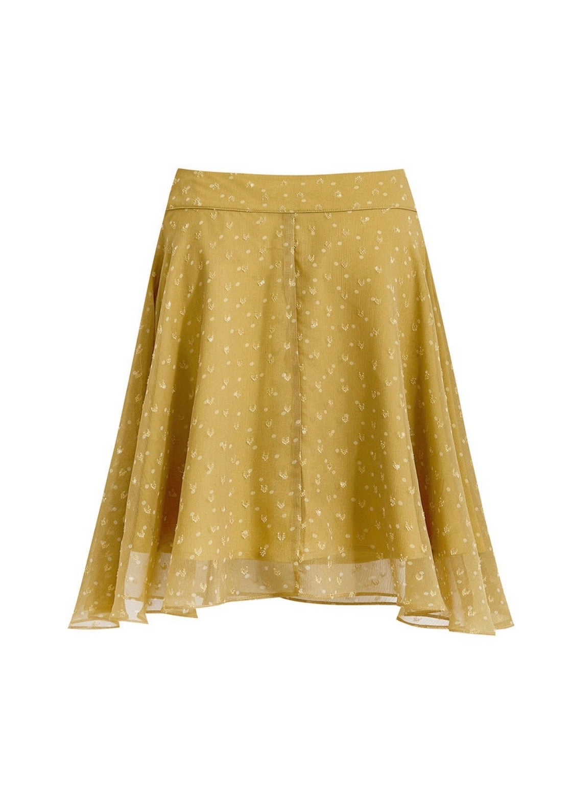 Golden Sheer Ditsy Floral Flare A-Line Midi Skirt