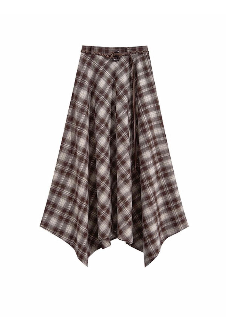 Autumn Story Plaid High Waist Vintage Skirt(3COLOR)