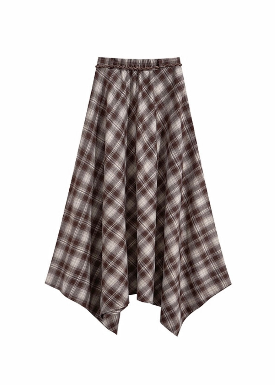 Autumn Story Plaid High Waist Vintage Skirt(3COLOR)