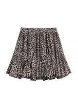 Leopard Print Pleated Mini Skirt