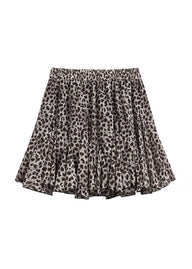 Leopard Print Pleated Mini Skirt