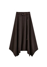 Belted Handkerchief Hem Maxi Skirt