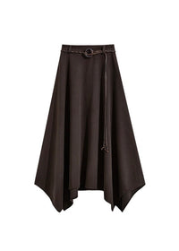 Belted Handkerchief Hem Maxi Skirt