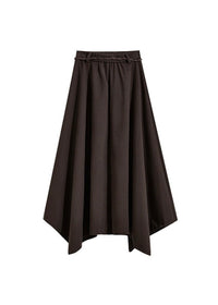 Belted Handkerchief Hem Maxi Skirt