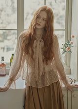 Vintage Polka Dot Ribbon Tie Chiffon Blouse