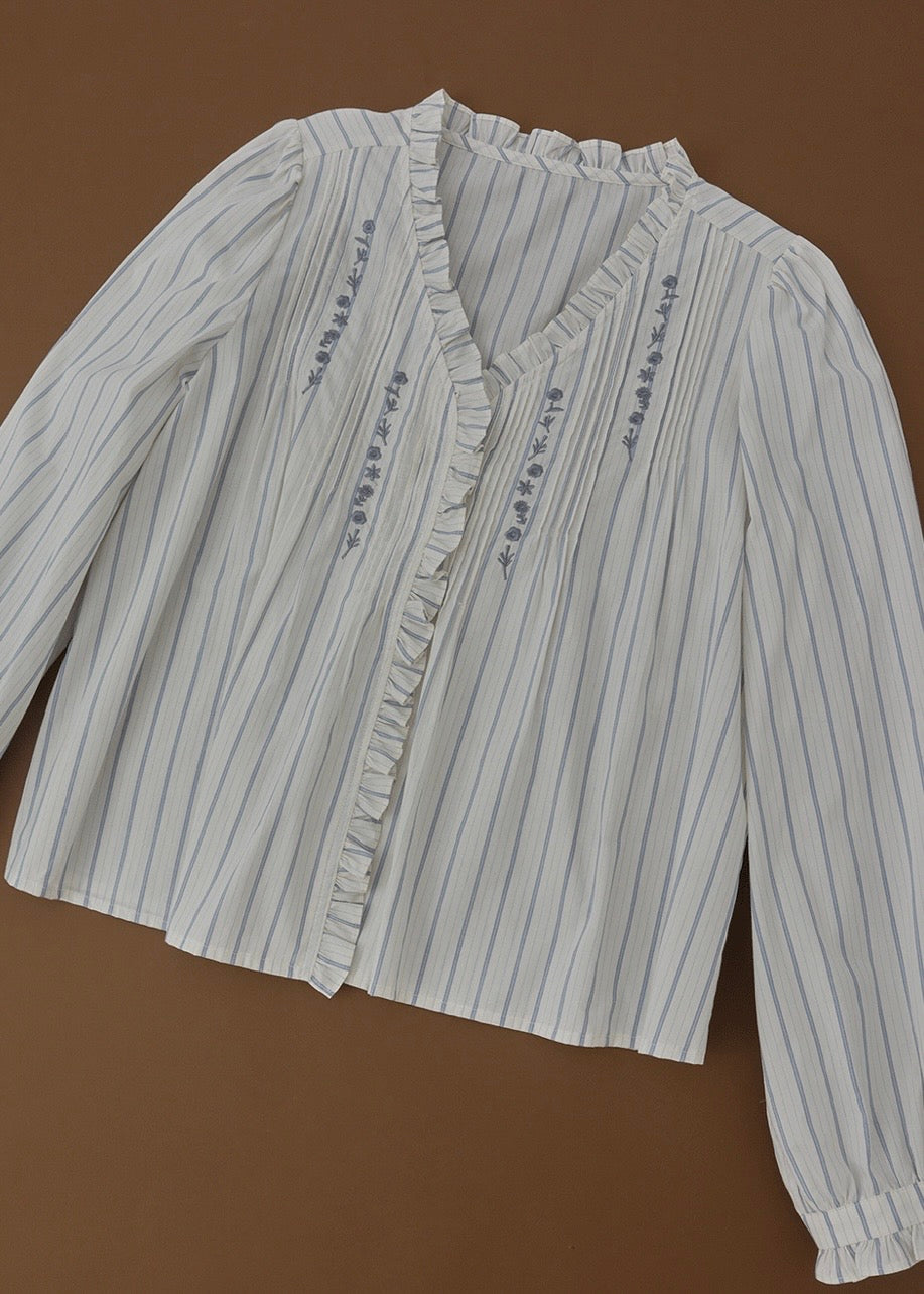 Léonie Embroidered Stripe Blouse