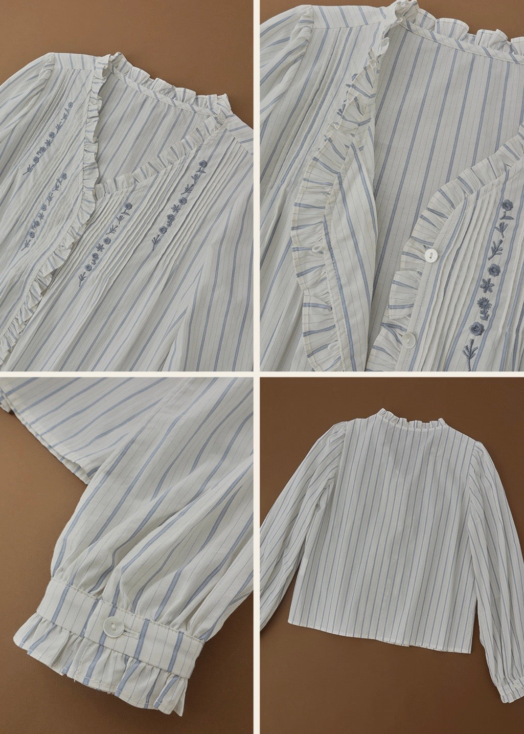 Léonie Embroidered Stripe Blouse