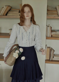 Léonie Embroidered Stripe Blouse