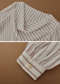 Vintage Draped Cowl Neck Striped Blouse