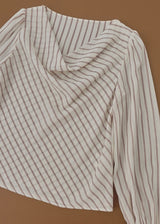 Vintage Draped Cowl Neck Striped Blouse