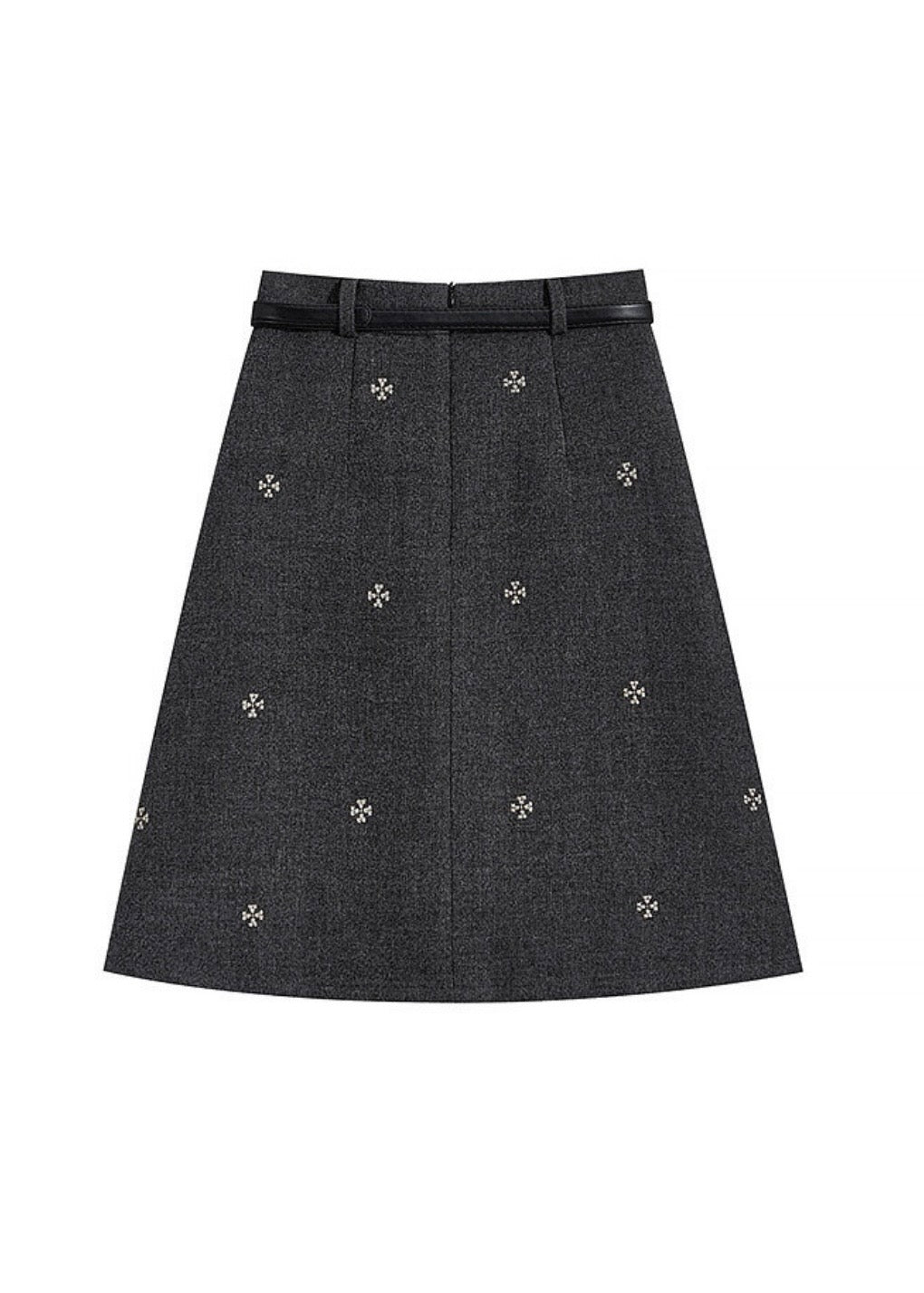 Vintage Floral Embroidered Pleated Mini Skirt with Belt