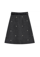 Vintage Floral Embroidered Pleated Mini Skirt with Belt